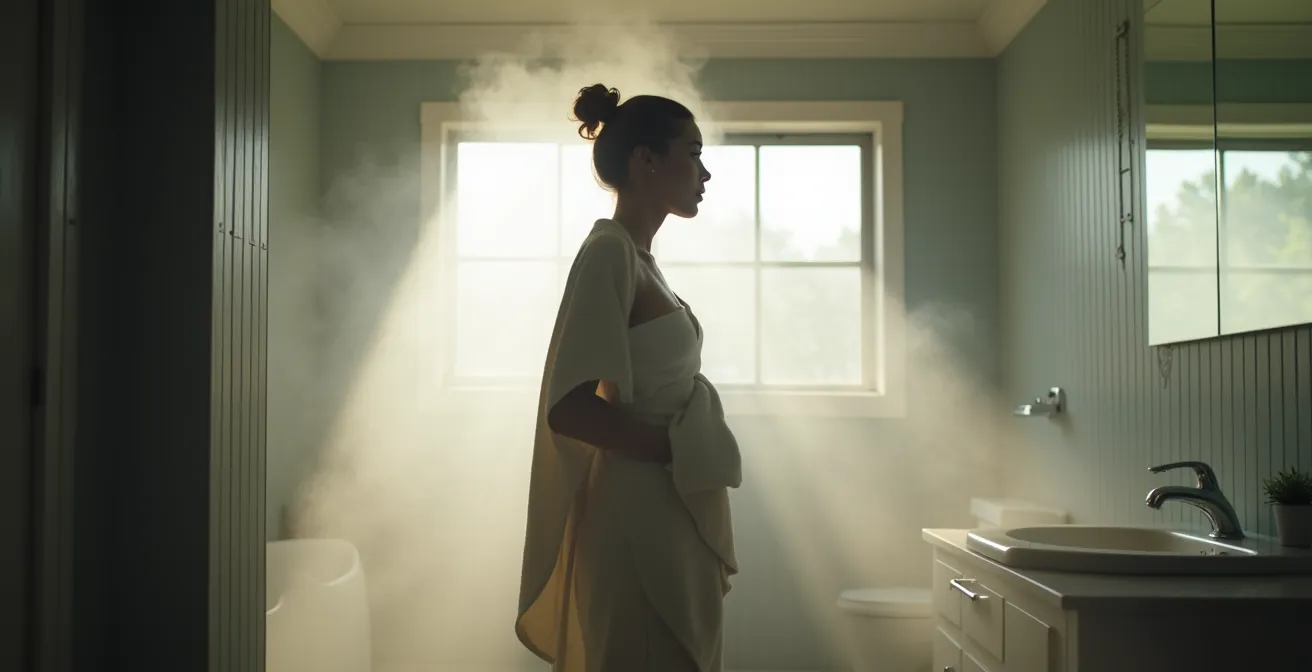 Badezimmerdecke mit Silikatfarbe als Feuchtigkeitspuffer