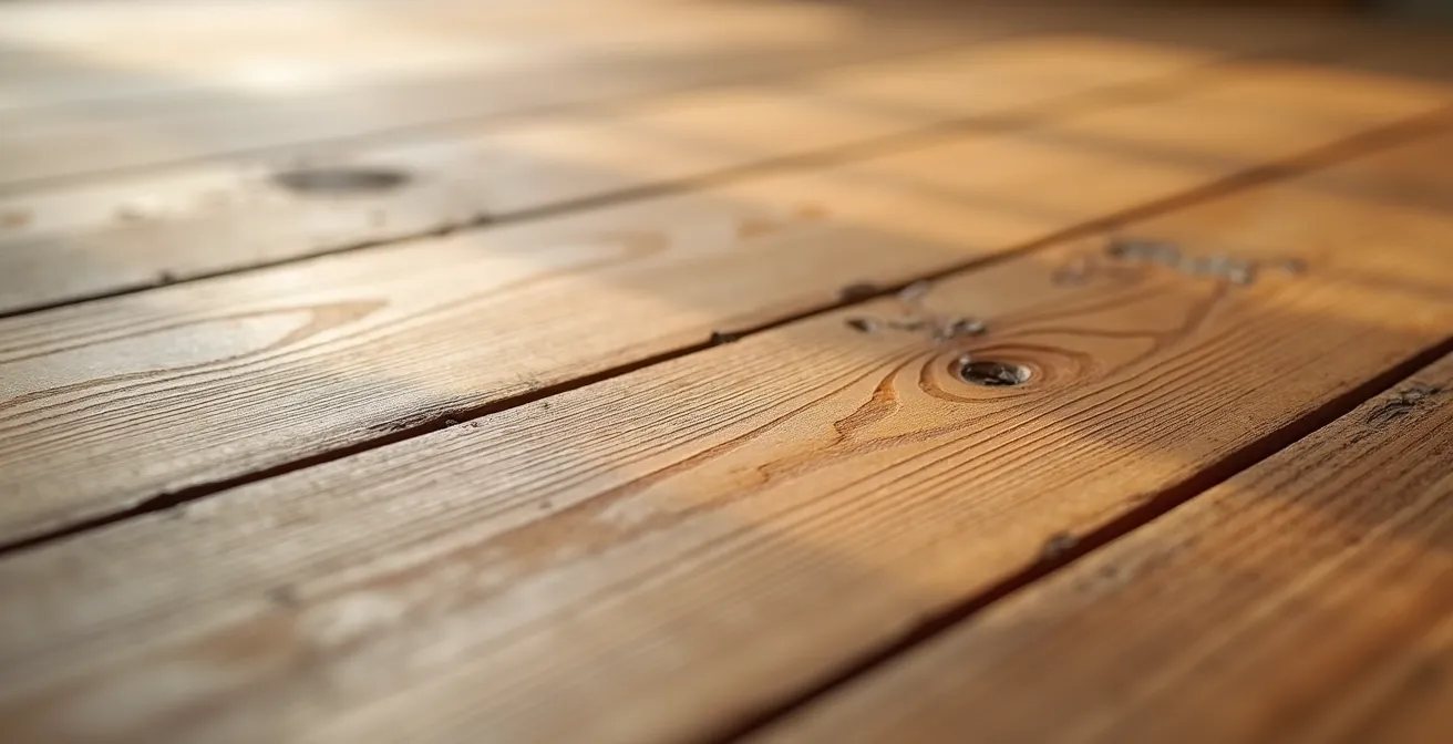 Nahaufnahme von gebürstetem Eichenparkett mit natürlicher Oberflächenstruktur