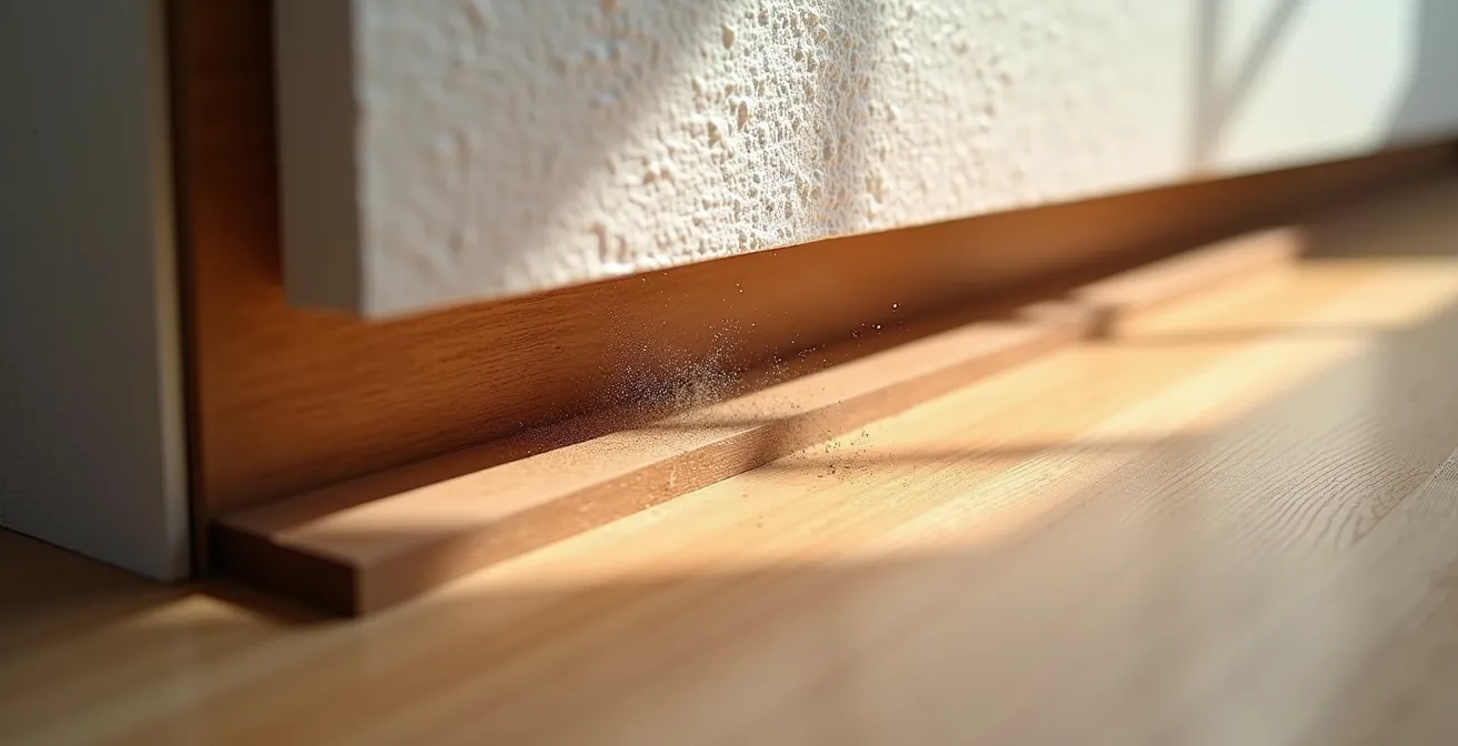 Detailansicht der Hinterlüftung zwischen Schrank und Außenwand