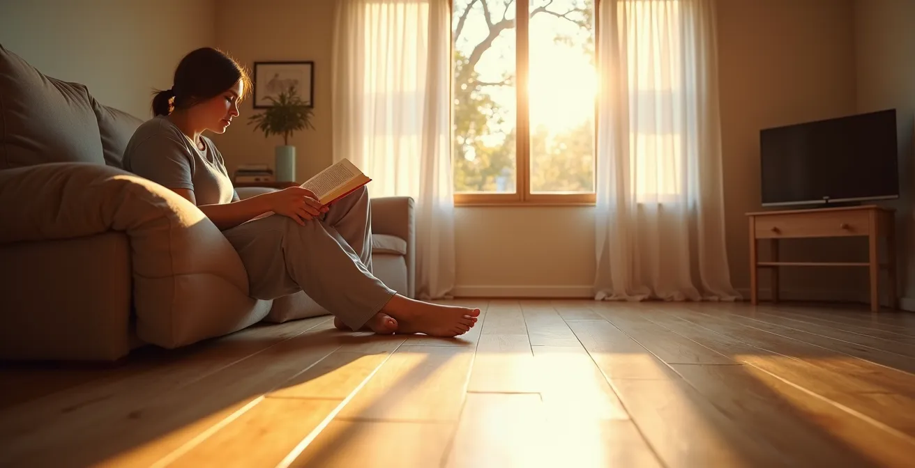 Heller Raum mit unbehandeltem Holzboden und natürlichem Lichteinfall