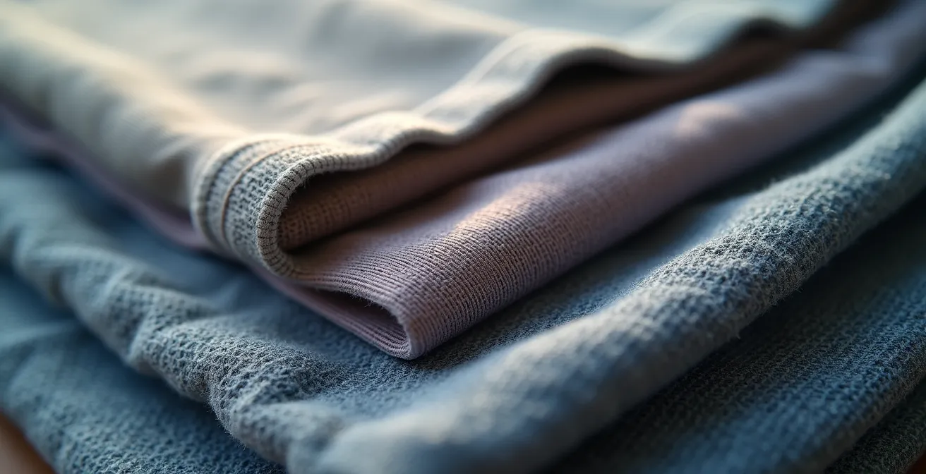 Nahaufnahme eines hochwertigen Thermostoffs mit sichtbarer Mehrschichtstruktur