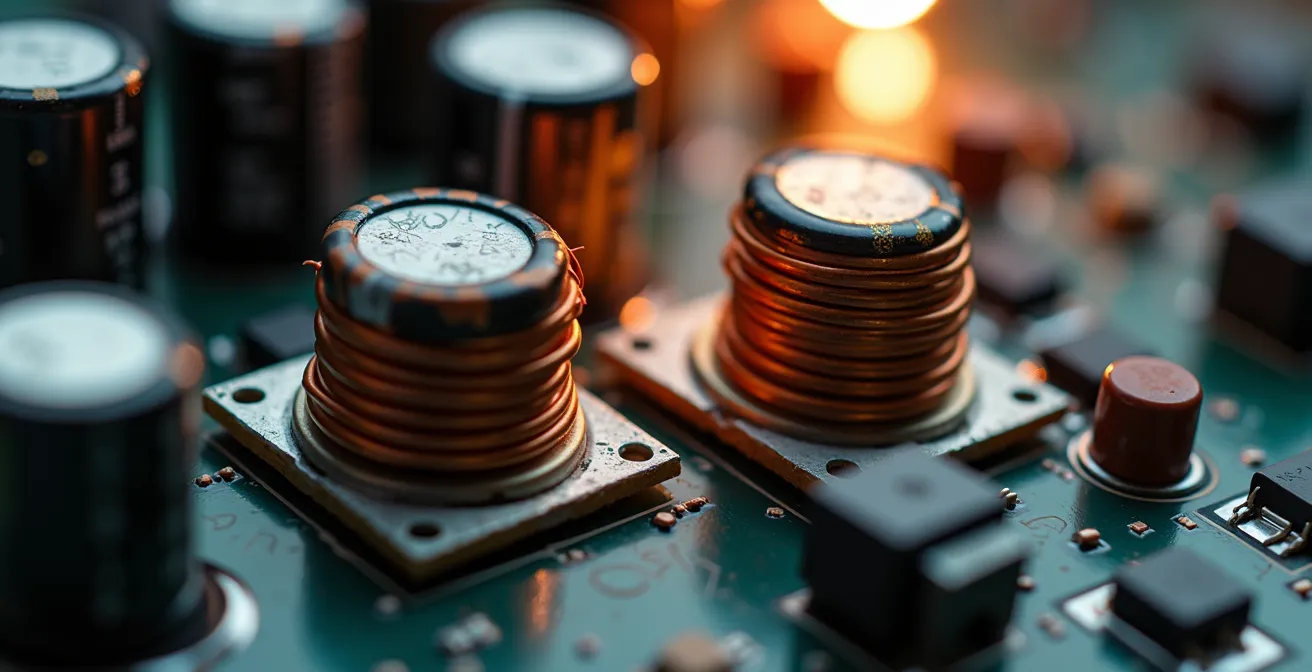Technische Nahaufnahme eines Dimmers mit LED-Treiber und sichtbarer Elektronik