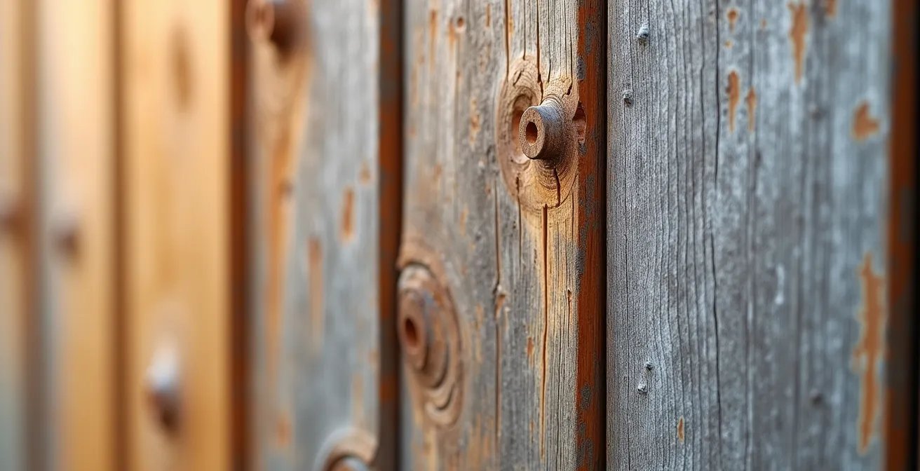 Vergleich der Patina-Entwicklung bei Lärchenholz über die Jahre