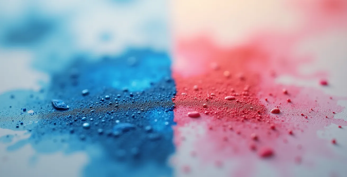 Makroaufnahme zeigt LED- und Halogenspot-Wirkung auf empfindliche Aquarellfarben