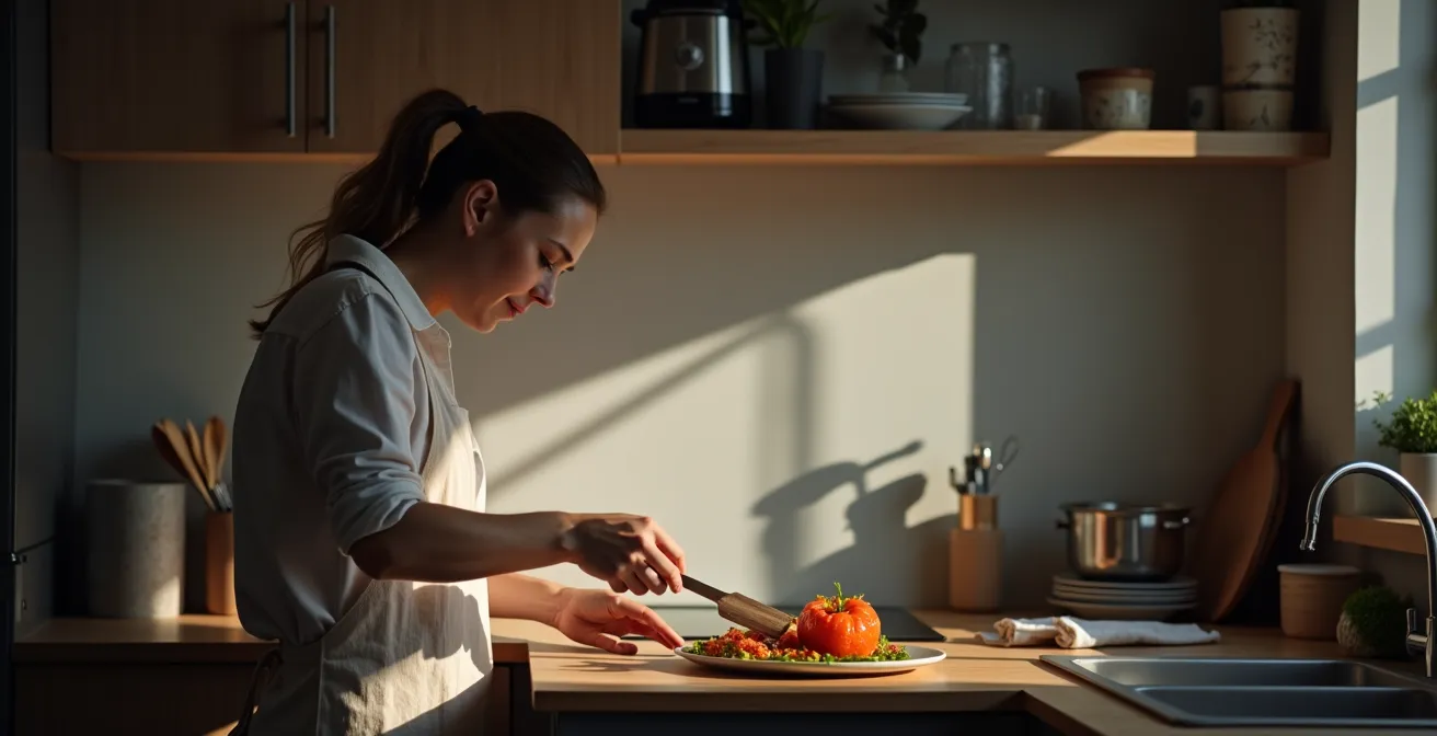 Küche mit verschiedenen Beleuchtungszonen statt zentraler Lampe