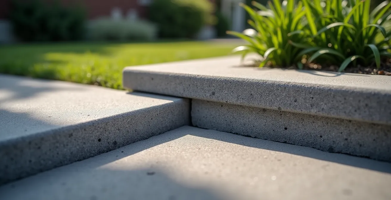 Detailansicht einer professionellen Randeinfassung mit Betonrückenstütze im Querschnitt