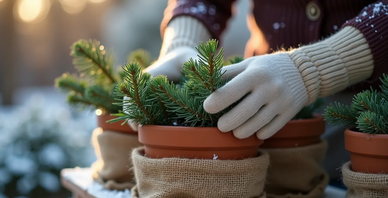 Kräutergarten im Winter mit deutschen Winterschutzmethoden